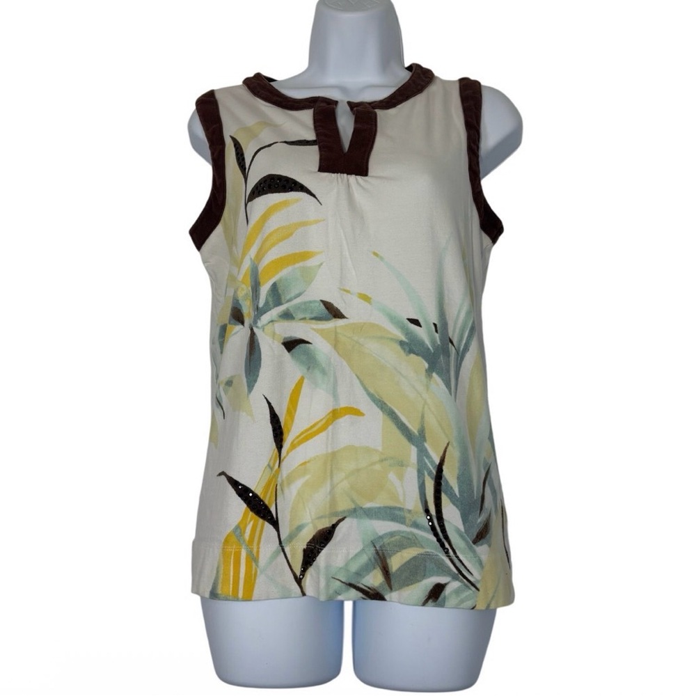 Jones New York Sport Brown Cotton Stretch sleeveless Top Size M Casual Basic